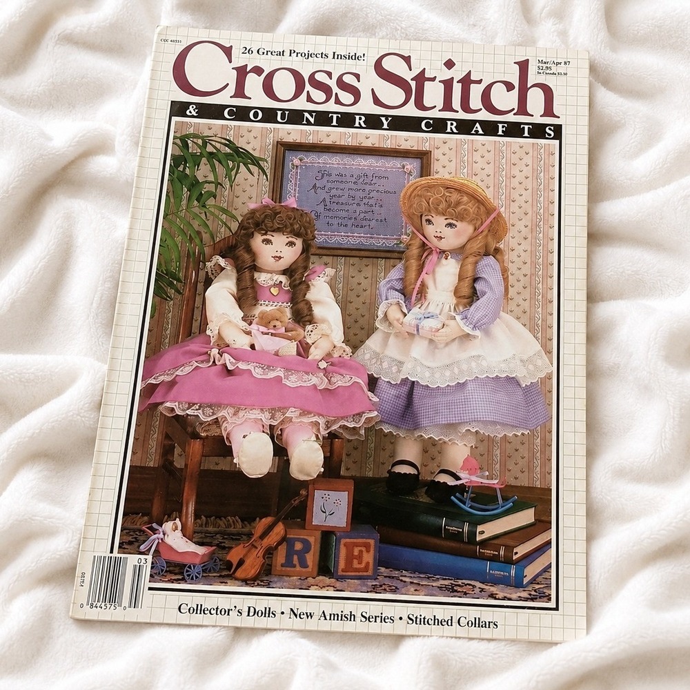 VTG‎ Cross Stitch Country Crafts Magazine 1987 Dolls Easter Christmas Patterns